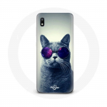 Coque pour Samsung Galaxy A10 Chat Lunettes violettes Style