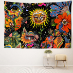 Abstraktus Grybas Saulė Gobelenas Sienų Pakabinimas Raganavimas Paslaptinga Fantazija Hipis Tapizas Miegamasis Bendrabutis Namų Dekoravimas 95x70CM