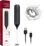 [Naujas atnaujinimas] Ne&scaron;iojamas elektrinis pieno putotuvas USB-C kavos elektrinis mai&scaron;ytuvas su įmontuotu įkraunamu - Juodas elektrinis putotuvas Pieno kavos putos gray