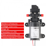 DP-537 5,5 l/min. Juodas savaime įsisiurbiantis diafragminis vandens pur&scaron;kiklis, mikro auk&scaron;to slėgio 12 V 220 V elektrinis vandens siurblys, 130 PSI, skirtas žemės ūkiui