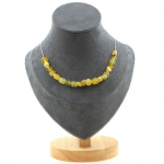Pierres et Min&eacute;raux. Collier 20 perles Opale jaune d'Australie. Chaine en acier inoxydable Collier femmes, hommes. Taille personnal