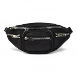 Alexander Wang dvigubo užtrauktuko satininė kryžminė juosmens rankinė poliesterinė mini unisex poros stiliaus juoda Basic Package (Box + Dust Bag) juoda