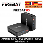 FIREBAT R3 Mini PC AMD Ryzen 3 4300U 8GB/16GB LPDDR4 RAM 256GB/512GB SSD M.2 SATA Windows11 Pro Stacionarus Kompiuteris WiFi6 BT5.2