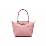 Longchamp Le Pliage Green 28 Užsegimas spaudėmis ir užtrauktuku Ilga rankena Ekologi&scaron;kas drobės audinys su odos apdaila Koldūno formos pirkinių krep&scaron;ys Rankinė Vidutinio dydžio 2605919P72 Basic Set (Bag)