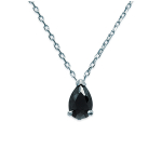 Les Tr&eacute;sors De Lily [C6812] - Collier Argent 'Essentiel' Noir argent&eacute; (rhodi&eacute;) - 6x9 mm