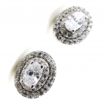 Les Tr&eacute;sors De Lily [J0199] - Boucles Argent 'D&eacute;esse' Blanc argent&eacute; (rhodi&eacute;) - 12x10 mm