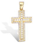 Les Tr&eacute;sors De Lily [L4644] - Pendentif Plaqu&eacute; Or 'Croix ' blanc dor&eacute; - 30x14 mm
