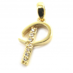 Les Tr&eacute;sors De Lily [M8782] - Pendentif Plaqu&eacute; Or 'Lettre P' blanc dor&eacute; - 21x10 mm auksas