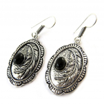 Les Tr&eacute;sors De Lily [N8293] - Boucles 'Navajos' noir argent&eacute; juoda