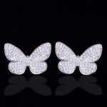 WWJ Noble White Golden Butterfly dizaino auskarai moterims balta