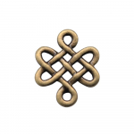 20vnt Kinijos mazgas Lucky Knot Connector Charms Kaklo papuo&scaron;alas moteriai senovinė bronzos spalva 17X14mm