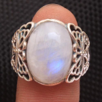 Sviestinis muselės žiedas, Mėnulio akmens žiedas, brangakmenių papuo&scaron;alai, rankų darbo žiedas, dovanos jai, sidabro papuo&scaron;alai 11 balta