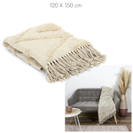Les Tr&eacute;sors De Lily [A3530] - Plaid coton 'Boho' beige ethnique - 120x150 cm