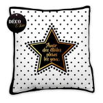 Les Tr&eacute;sors De Lily [P2967] - Coussin cr&eacute;ateur 'Messages' blanc noir dor&eacute; (Avoir des Etoiles pleins les yeux) - 30 cm juoda