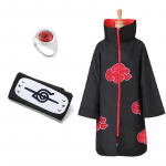 Uchiha Itachi Akatsuki raudonas debesies apsiaustas Anime kostiumas, galvos apdangalas, karoliai Helovino apsiaustas suaugusiam vaikui L