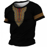Afrikieti&scaron;ki drabužiai vyrams Dashiki mar&scaron;kinėliai Tradiciniai drabužiai Trumpomis rankovėmis Laisvalaikio retro stiliaus gatvės apranga Vintažinis etninis stilius 4XL