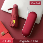8 Ribs Mini Sun Umbrella ne&scaron;iojama ki&scaron;eninė kapsulė Skėtis Apsauga nuo saulės UV sulankstomas skėtis nuo saulės su Wine Red With Case