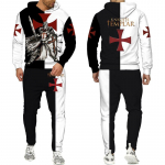 Naujausias &bdquo;Knights Templar&ldquo; 3D spausdinimo gobtuvas / rinkinys Harajuku hiphopo gatvės drabužių kostiumas, &scaron;aunus vyri&scaron;kų megztinių + kelnių sportinio kostiumo rinkinys