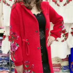Mados Motinos Kailinė Striukė Pavasaris 6XL Rudens Žiema Naujas Audinės imitacijos Aksominis paltas Moteri&scaron;kas gobtuvas i&scaron;siuvinėtas vilnos storas paltas S