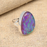 Violetinis Australijos Tripleto Opalas Brangakmenis Rankų darbo 925 Sterlingų Sidabro Žiedas Papuo&scaron;alas 4 violetinė