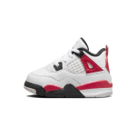 Air Jordan 4 Retro TD Raudoni Cementiniai Kūdikių Sportbačiai Balti Ugniaraudoni Juodi BQ7670-161 22