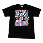 Sex Pistols Anglijos vėliava Punk grupė Unisex mar&scaron;kinėliai Juodi mar&scaron;kinėliai S