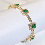 CMM gražios žalios kubinio cirkonio sidabro spalvos auksu dengtos mados kvadratinės žavesio nuorodos apyrankės apyrankės moterims auksas