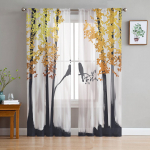 Mi&scaron;ko Medis Pauk&scaron;tis Skaidrios Užuolaidos Svetainei Miegamajam Namų Dekorui Virtuvės Tiulis Langams Voile Užuolaidos 135W x 114H(cm)