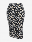 Rosegal Plus Size Daisy Print Bodycon Midi sijonas S juoda