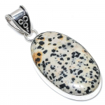 Natural Dalmation Jasper Gemstone 925 Sterling Silver Pendant 2.36 e5r09