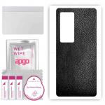 apgo Protective Skin Sticker for the back compatible with Vivo X60t Pro Plus, Wrap Film, Foil, Vinyl - Pattern Black Leather