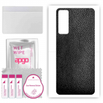 apgo Protective Skin Sticker for the back compatible with TCL 30 5G, Wrap Film, Foil, Vinyl - Pattern Black Leather