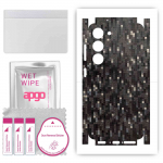 apgo Protective Skin Sticker for the back+sides compatible with Samsung Galaxy S23, Full Wrap Film, Foil, Vinyl - Pattern Carbon Black Pixel