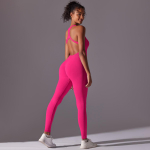 Auroth Backless Fitness Sportinis Bodysuit Moteri&scaron;kas Besiūlis Vienetinis Yoga Romper Slim Beauty Bėgimo kombinezonas M ry&scaron;kiai rožinė