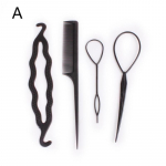 4 vnt. Plastikinių &bdquo;Magic Topsy Tail Hair Braid&ldquo; suri&scaron;imo į uodegą formavimo spaustukų rinkinys juoda
