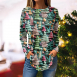 Women's Round neck Hooded Loose Long-sleeved Tops Casual Tops Home Leisure Pajamas Tops XXL mėlyna