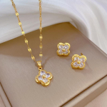 2 vnt. dobilų karolių auskarų rinkinys, geriausia dovana &scaron;eimai ir draugams necklace+earring auksas
