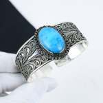 Miego Gražuolės Turkio Brangakmenis Rankų darbo 925 Sterlingų Sidabro Rankogalių Apyrankė, Miego Gražuolės Turkio Apyrankė, Žmonai, Unisex Apyrankė, Dovanos 6" mėlyna