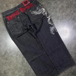 Streetwear Amerikieti&scaron;kas Retro Cleanfit Mada Spausdintas Plačios kojos Džinsai Y2K Populiarūs Kasdieniai Joker Goti&scaron;ki Auk&scaron;tu Liemeniu Plataus Kirpimo Kelnės S turkis