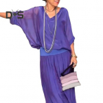 Moterų laisvalaikio dviejų dalių &scaron;ifono apranga Vasarinis V formos i&scaron;kirptė trumpomis rankovėmis plačių kelnių rinkinys Laisvas poilsio kostiumas M violetinė