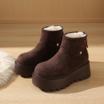 Platforminės Suede Žieminės Batai Ankle Snow Boots Flats &Scaron;ilti Pliu&scaron;iniai Medvilniniai Batai Žieminiai Auk&scaron;takulniai Batai Moteris 2025 Trend Fad Jaukūs Botas Mujer 40 tamsiai ruda spalva