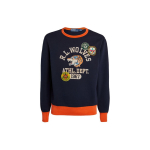 Polo Ralph Lauren logotipas siuvinėtas pleistras Vilko galva apvalia i&scaron;kirpte laisvas džemperis vyri&scaron;kas džemperis Mėlynas 710791603-001 S