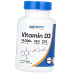 Vitaminas D, Cholekalciferolis, Vitaminas D3 10000, Nutricost 240 mink&scaron;tųjų kapsulių (36647060) 240softgels