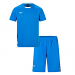Mizuno Greitai džiūstantis Kvėpuojantis Madingas trumpomis rankovėmis &Scaron;ortai Laisvalaikio Sportinis Rinkinys Unisex Sportinis Rinkinys Mėlynas 72CG43Z225 XS