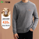FIRS Vyri&scaron;kas 100% vilnos &scaron;iltas megztinis apvaliu kaklu M
