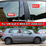 4 vnt. blizgus pianino juodos spalvos automobilio lango durų stulpelio centrinio BC stulpelio apdailos dangtelis Volkswagen VW Golf 6 MK6 2008-2013