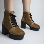 Shoetopia Moteri&scaron;ki trumpi batai su storu kulnu ir neslystančiu padu, patogūs madingi ankle boots | Mink&scaron;tas pamink&scaron;tintas padėklas | Kasdienai, vakarėliams ir žiemai EU41 : 24CM