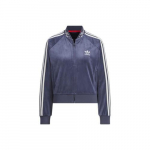 adidas x FEIFEI RUAN riboto leidimo aksominis dryžuotas sportinis &scaron;varkas moterims, tamsiai mėlynas XS tamsiai mėlyna