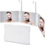 Reguliuojamas LED sulankstomas makiažo veidrodis - I&scaron;traukiamas, trijų pusių kabinamas dizainas Small Rearview Hairdressing Mirror without Light balta