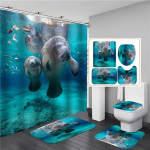 Vandenynas Dolphin Gilioji jūra Neper&scaron;lampamas du&scaron;o užuolaidos Vonios kambarys Tualetas Sėdynės užvalkalas Namų kambarys Kambarių Kilimai Kilimėliai Vonios Kilimėlis